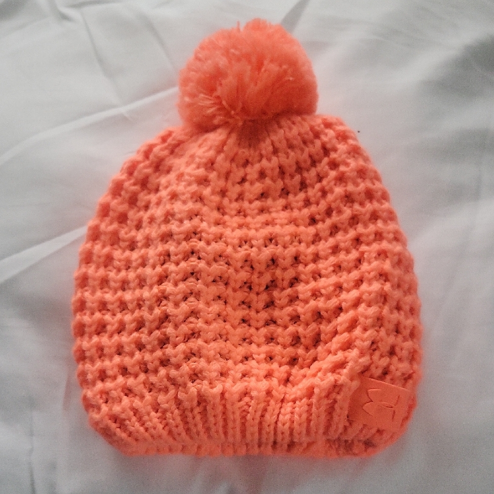 Under Armour Vibrant Orange Kids Pom-Pom Beanie